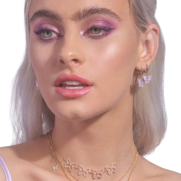 NWT UO Bri Mini Butterfly Charm Hoop Earring - Picture 3 of 7